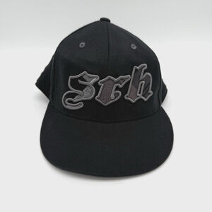 SRH Flex Fit 210 Fitted Men's Baseball Hat Cap Black W/ Plaid Logo 7 1/4-7 5/8